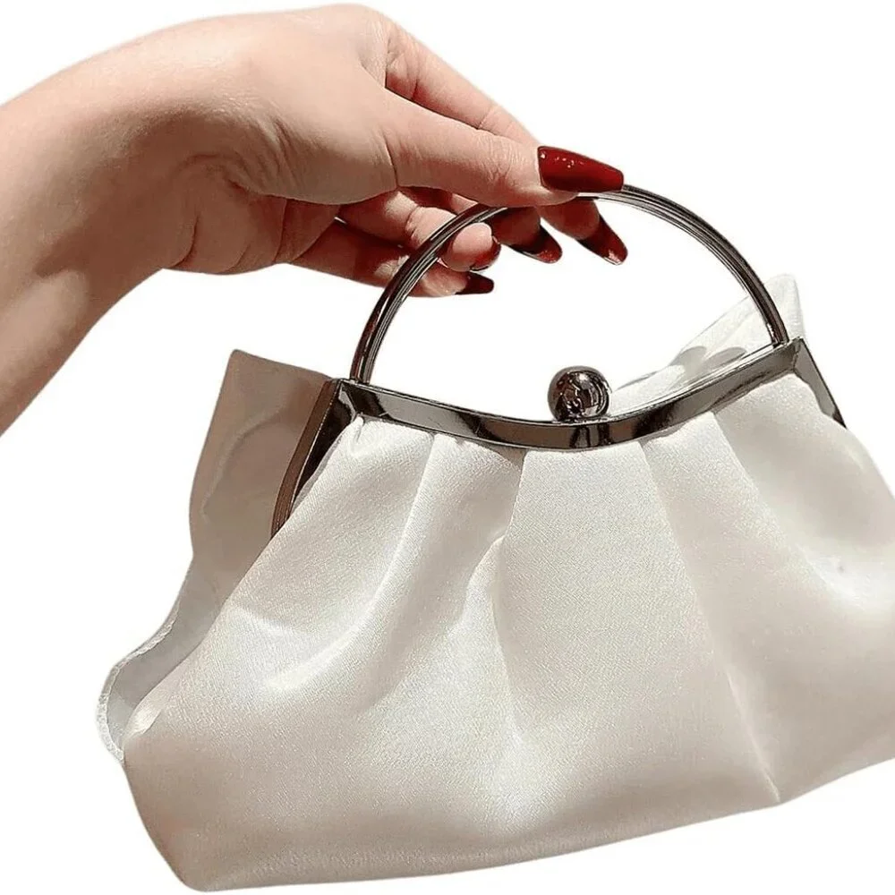Women's Polyester Bow Decor Clutch Evening Crossbody Handbag